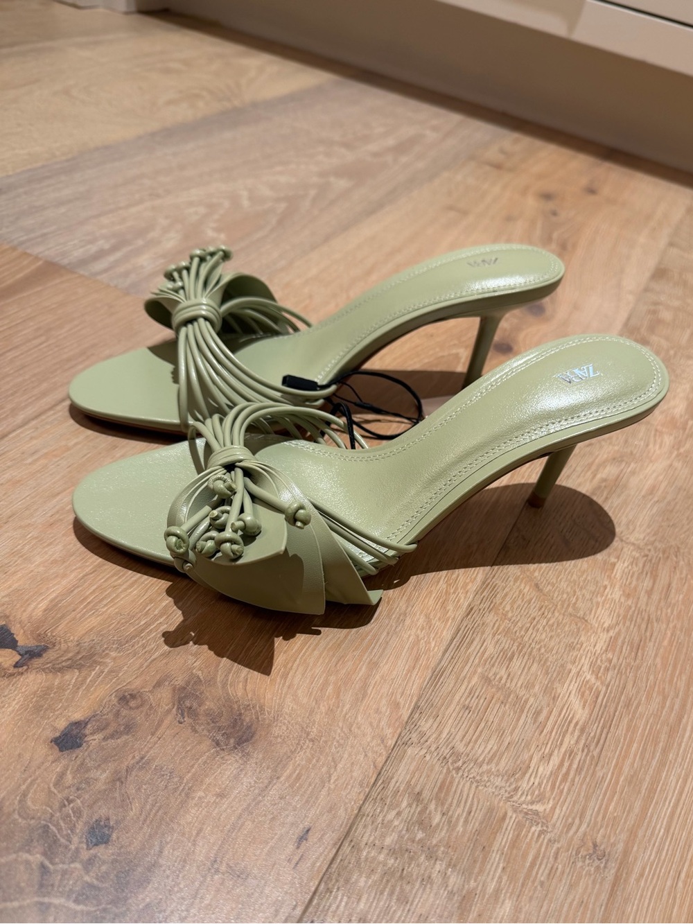 Zara Women’s Strappy Knot Mule - Sage Green - Picture 3 of 6